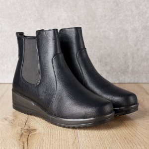 Ghete dama din piele eco cu fermoar imblanite Negru W33-8N - Img 9