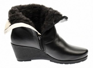 Ghete dama din piele naturala cu fermoar imblanite Negre MVS31N - Img 2
