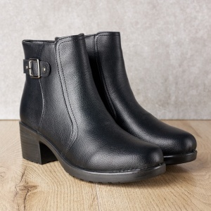 Ghete dama din piele naturala cu fermoar imblanite Negru JF-50 - Img 4