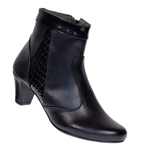 Ghete dama din piele naturala cu fermoar, imblanite, Negru, MV62N - Img 3