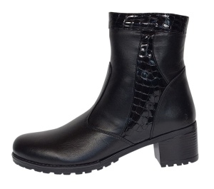 Ghete dama din piele naturala de culoare neagra imblanite Ada MVS83CRN - Img 2