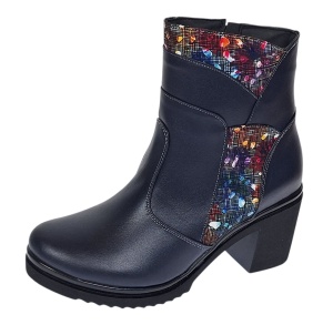 Ghete dama din piele naturala imblanite Bleumarin Amyra MV47BLCOL - Img 7