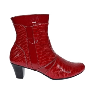 Ghete dama elegante din piele naturala cu fermoar, ghete rosii lacuite MVS65RED - Img 5