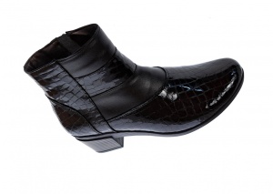 Ghetute dama din piele naturala Croco, cu fermoar, Toc de 5 cm, NEGRU - MVS18CRN - Img 9
