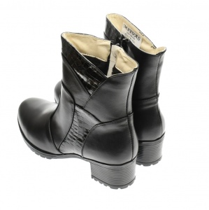 Marimea 37 Ghete dama din piele naturala, cu fermoar, imblanite, Negru LMVS43N - Img 4