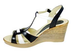 Marimea 39 Sandale dama din piele naturala - Model Negru cu alb LS51NA - Img 3