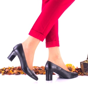 Oferta 35 Pantofi dama din piele naturala, negri toc 6cm - LNAA3NP - Img 2