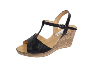 Oferta 39 -Sandale dama din piele naturala cu platforme de 7 cm - Model negru LS61NCOL - Img 6