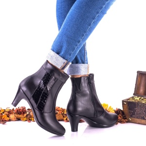 Oferta Botine dama 37, negre, din piele naturala,croco,toc 5cm - LNA04NPL - Img 3