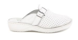 Oferta Marimea 35 Saboti medicali femei albi din piele naturala box, cu perforatii, Med-Line BR128A - Img 2