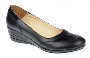 Oferta marimea 36, 37 - Pantofi dama, piele naturala in combinatie cu piele lac, cu platforma - Made in Romania LP12N