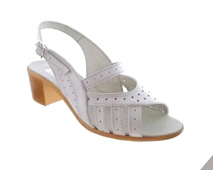 Oferta marimea 37, 40 - Sandale dama de vara cu toc de 5 cm, din piele naturala, alba, LS26ABOX - Img 3