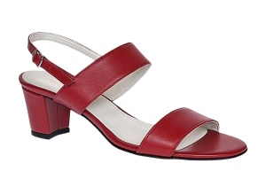 Oferta marimea 37 Sandale dama din piele naturala cu toc de 5cm Rosu LNA59ROSU - Img 2