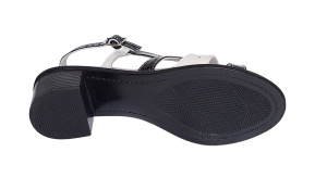 Oferta marimea 37 Sandale dama din piele naturala lacuita in doua culori alb negru Sara - Img 9
