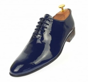 Oferta marimea 38, 41, - Pantofi barbati eleganti bleumarin din piele naturala lac, ENZO - LMOD1BLMLAC
