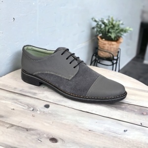OFERTA marimea 39, 41, Pantofi barbati casual din piele naturala, culoare Gri - L858GG