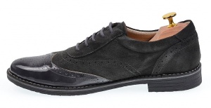 OFERTA MARIMEA 42, 43, 44 - Pantofi barbati eleganti din piele naturala, Gri inchis, L870LVG - Img 4