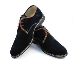 Oferta marimea 42- Pantofi barbati casual din piele naturala intoarsa, culoare neagra, LP34NM - Img 2
