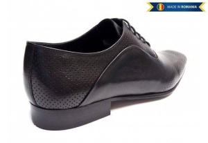 Oferta Marimea 42 Pantofi barbati eleganti din piele naturala cu perforatii L587N - Img 4