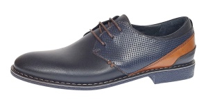 Pantofi barbati casual din piele naturala bleumarin SIR142BL - Img 2