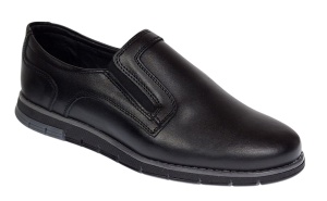 Pantofi barbati casual din piele naturala cu elastic negru SP2019EN - Img 2