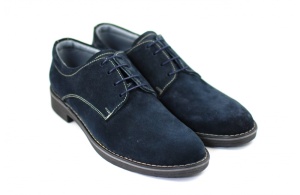 Pantofi barbati casual din piele naturala intoarsa bleumarin - Marimei 44 - Img 3