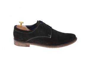 Pantofi barbati casual din piele naturala intoarsa, culoare gri inchis - PAGRIVEL3 - Img 4