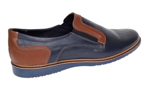 Pantofi barbati casual din piele naturala - Model bleumarin cu maro - GKR332EBL - Img 2