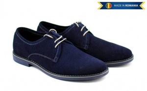 Pantofi barbati, casual-eleganti din piele naturala intoarsa, bleumarin - PABLUVEL