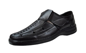 Pantofi barbati casual perforati din piele naturala, Negru - RSY502N - Img 4