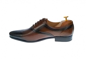 Pantofi barbati eleganti, cu siret, din piele naturala maro - CRISMARO - Img 3