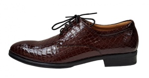 Pantofi barbati eleganti din piele naturala Croco Maro LAC - Img 2