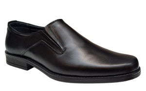 Pantofi barbati, eleganti, din piele naturala, cu elastic, Negru, ADYNEL - Img 1