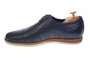 Pantofi barbati eleganti din piele naturala cu perforatii, bleumarin - SIR213GBL - Img 5