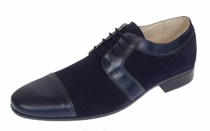 Pantofi barbati eleganti din piele naturala intoarsa cu piele box Bleumarin 1006BLM - Img 2
