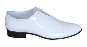 Pantofi barbati eleganti pentru ceremonii din piele naturala lac, alb MOD1ALAC - Img 3