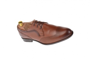 Pantofi barbati oxford, eleganti din piele naturala cu perforatii - SIR020GMARO - Img 2