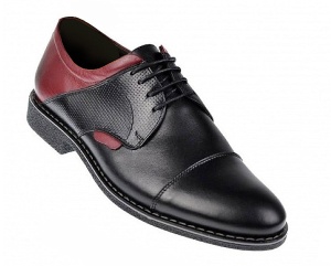 Pantofi casual barbati din piele naturala - Model Negru Visiniu 156NVIS - Img 4