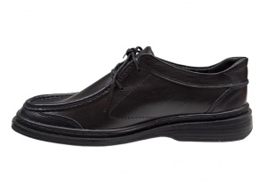 Pantofi casual barbati din piele naturala pe calapod lat - Negru GKR11N - Img 3