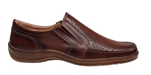 Pantofi casual barbati din piele naturala, perforati, cu elastic GKR23M - Img 3