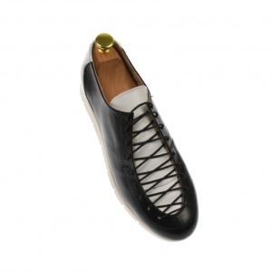 Pantofi dama casual din piele naturala, alb negru - P501NA - Img 3