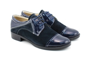 Pantofi dama casual din piele naturala bleumarin P650NOUBLM