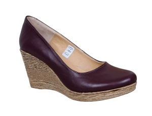 Pantofi dama casual din piele naturala box cu platforma de 7 cm MARA GRENA
