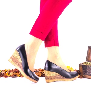Pantofi dama casual din piele naturala cu platforme de 6cm NA170NP - Img 2