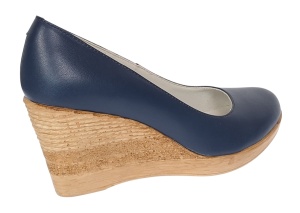 Pantofi dama casual din piele naturala cu platforme de 7cm - Bleumarin NA170BLM - Img 3