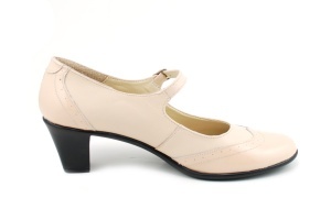 Pantofi dama comozi si eleganti, din piele naturala, cu toc de 5 cm, P104BEJ - Img 2