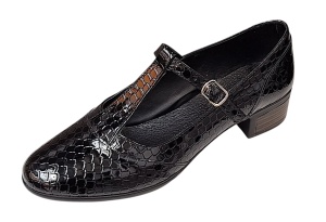 Pantofi dama cu bareta pentru dans - Model Negru din piele naturala Croco STD23CRN - Img 5
