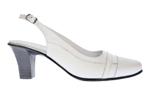 Pantofi dama decupati din piele naturala box - Model Alb cu toc 7cm S301ABOX - Img 2