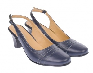 Pantofi dama decupati eleganti din piele naturala cu toc de 7cm bleumarin - S301BLBOX - Img 2