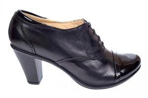 Pantofi dama, din piele naturala box cu varf lac toc de 7cm P46SLN - Img 4